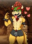  &lt;3 anthro bowser bulge clothing gesture hi_res koopa male mario_bros nintendo ok_sign scalie shirt_(artist) solo tongue tongue_out underwear video_games 