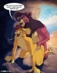  anal anthro borotamago cave disney duo english_text eye_scar felid hi_res kopa_lionheart kovu lion male male/male mammal pantherine scar text the_lion_king 