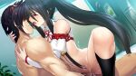  1boy 1girl bare_shoulders black_hair black_thighhighs breasts censored choukou_(alicesoft) choukou_taisen_escalation_heroines clothes_lift game_cg grin hand_on_another's_back hetero ikusabe_tokisada japanese_clothes kirisaki_yomei large_variant_set mosaic_censoring muscular muscular_male official_art onigirikun open_mouth ponytail pussy red_eyes sex shirt_lift small_breasts smile thighhighs thighs variant_set 