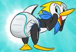  anthro avian bird butt diaper infantilism male meezoo open_mouth penguin presenting presenting_hindquarters scarf 