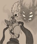  2020 ambiguous_gender anthro arthropod bound breasts butt digital_media_(artwork) duo female female/ambiguous female_focus godseeker hi_res hollow_knight insect looking_back monochrome monster multi_eye napalm_express simple_background size_difference smaller_female solo_focus team_cherry tentacles video_games 