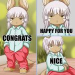 1:1 2024 5_fingers ambiguous_gender anthro black_text blurred_background bottomwear clothing collared_shirt dress_shirt english_text fingers floor footwear fur hair hands_in_both_pockets hi_res lagomorph made_in_abyss mammal meme mouth_closed nanachi narehate pants plant reaction_image red_bottomwear red_clothing red_pants shirt shoes sitting smugbuns solo standing tail tan_body tan_clothing tan_footwear tan_fur tan_shoes text topwear whiskers white_hair wood wood_floor