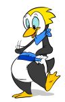  anthro avian avoid_posting bird diaper male meezoo one_foot_raised penguin plantigrade scarf smile yasminachan 