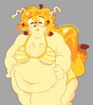 anthro banana belly_rolls bikini blonde_hair blush breasts canid canine canis cellulite clothing curly_hair domestic_dog drunkydude equid equid_taur eyewear fat_rolls female food fruit gastropod glasses hair heart_symbol hi_res humanoid_taur mammal mammal_taur mollusk mythology overweight pattern_bikini pattern_clothing pattern_swimwear plant regretevator robloxian sagging_breasts slightly_chubby slightly_chubby_female smile snail solo split_(regretevator) stretch_marks striped_bikini striped_clothing striped_swimwear stripes swimwear taur two-piece_swimsuit yellow_body