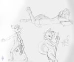  &lt;3 anthro canid canine canis dance_floor dancing domestic_dog female female/female greyscale hi_res husky hybrid kadeki kadeki_(character) mammal monochrome nordic_sled_dog nude pillow pole pole_dancing question sketch solo spitz tongue tongue_out wolf 