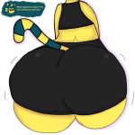  animal_crossing ankha_(animal_crossing) anthro big_butt blue_hair butt clothed clothing domestic_cat egyptian exercise_clothing felid feline felis female hair hi_res looking_at_viewer mammal nintendo shaded simple_background solo standing video_games yellow_body zelienpony 