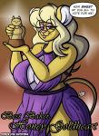  anthro award big_breasts breasts cleavage cleavage_cutout clothed clothing dialogue dress english_text eyewear female glasses hi_res honey_(ever700) mammal mature_female mouse murid murine rodent sketchybug solo text trophy 