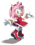  2020 accessory amy_rose anthro boots clothing eulipotyphlan female footwear gloves green_eyes hair_accessory hairband handwear hedgehog mammal mistyopalite open_mouth open_smile signature simple_background smile solo sonic_the_hedgehog_(series) teeth tongue video_games 