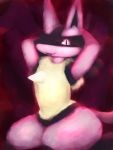  3:4 ambiguous_gender anthro fur hands_behind_head hasukii looking_at_viewer lucario nintendo pink_body pink_fur playful pok&eacute;mon pok&eacute;mon_(species) portrait slit_pupils solo tongue tongue_out video_games zonk_(zonk) 