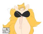  absurd_res animal_humanoid balls bedroom_eyes big_breasts big_penis blonde_hair bodily_fluids bottomless bra breasts canid canid_humanoid canine canine_humanoid cleavage clothed clothing cum cum_string cumshot curvy_figure ejaculation erection fluffy fluffy_tail fox_humanoid fur genital_fluids genitals gynomorph hair hands_behind_head hi_res huge_breasts humanoid humanoid_genitalia humanoid_penis intersex licking licking_lips light_skin long_penis looking_at_viewer mammal mammal_humanoid metalling midriff monotone_body monotone_fur monotone_hair multi_tail narrowed_eyes navel orgasm penis pose raised_arm ran_yakumo seductive short_hair simple_background slightly_chubby smile solo standing thick_thighs tongue tongue_out touhou underwear video_games voluptuous white_background wide_hips yellow_body yellow_eyes yellow_fur 