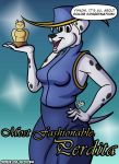  101_dalmatians anthro award breasts canid canine canis clothed clothing dalmatian dialogue disney domestic_dog english_text female hand_on_hip hi_res mammal mature_female perdita sharp_teeth sketchybug solo teeth text trophy 