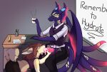 accessory at_desk balls bat_wings beverage bodily_fluids bottomwear canid canine clothed clothed_sex clothing coffee coffee_mug cum cum_inflation cum_inside cum_on_muzzle cum_on_throat desk digital_drawing_(artwork) digital_media_(artwork) ears_back eeveelution ejaculation eldritch_humanoid excessive_cum excessive_genital_fluids eyes_closed eyewear fennec_fox fluffy fluffy_tail fox furniture generation_1_pokemon generation_2_pokemon genital_fluids genitals glasses glowing glowing_belly glowing_cum glowing_genitalia glowing_penis hair hand_on_penis hi_res hybrid hydration impishhyena inflation long_hair mammal membrane_(anatomy) membranous_wings multi_eye multi_tail necktie nintendo open_bottomwear open_clothing open_pants oral pants penis pivoted_ears pokemon pokemon_(species) public public_sex rolled_up_sleeves saliva saliva_on_penis sex smile smirk stealth_sex table tail teacher topwear true_fox umbreon under_table unusual_bodily_fluids unusual_cum unusual_genital_fluids vaporeon vest wings