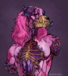  absurd_res ambiguous_gender amputated_limb anthro arthropod blood bodily_fluids bone exposed_bone exposed_brain exposed_rib_cage fur gore hi_res horizontal_pupils insect kolkolukija larva maggot missing_arm pink_body pink_fur pupils solo springer_spaniel undead unusual_blood unusual_bodily_fluids zombie 
