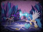  armor battle black_mane blue_eyes blue_mane blue_tail bruised clothing crystal crystal_heart crystal_pony_(mlp) determined determined_eyes duo equid equine evil_face evil_grin eyelashes feathered_wings feathers female feral fight friendship_is_magic gem green_eyes grey_body hasbro hi_res hoof_accessory horn kichimina king_sombra_(mlp) magic male mammal mane melee_weapon my_little_pony mythological_creature mythological_equine mythology night power power_struggle princess_zephyr_(captain_tyler) red_eyes robe smile snowflake spread_wings standing struggling sword tail unicorn unicorn_horn weapon winged_unicorn wings zephyr_de_luca_(captain_tyler) 
