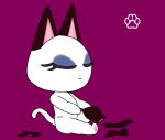 animal_crossing anthro armwear clothing domestic_cat elbow_gloves eyes_closed felid feline felis female footwear fur gloves handwear legwear mammal nintendo nude nude_female olivia_(animal_crossing) putting_on_clothes putting_on_socks rob-posa simple_background small_mouth socks solo stockings white_body white_fur