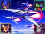 2026 airwing amphibian anthro avian beak bird blue_body blue_feathers buckteeth canid canine clothed clothing ethandoesathing falco_lombardi feathers fox fox_mccloud frog front_view fur gesture green_body group hand_gesture hare hi_res lagomorph leporid mammal nintendo orange_body orange_fur peppy_hare red_clothing sky slippy_toad star star_fox starry_sky teeth thumbs_up topwear
