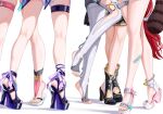  5girls absurdres aichinaigai alice_thymefield alice_thymefield_(sea_of_thyme) bandaid bandaid_on_leg black_skirt commentary_request feet foot_focus high_heels highres hoshimi_miyabi hoshimi_miyabi_(dignified_blossom) lower_body multiple_girls official_alternate_costume platform_sandals raccoon_tail red_hair sandals seed_(zenless_zone_zero) skirt stirrup_legwear tail thigh_strap thighs toeless_legwear toes ukinami_yuzuha ukinami_yuzuha_(tanuki_in_broad_daylight) vivian_banshee vivian_banshee_(iris_of_the_shore) zenless_zone_zero 