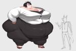  anthro belly big_belly big_breasts big_butt birthmark black_hair breasts butt chubby_cheeks cleavage clothed clothing domestic_pig double_chin duo eyeshadow fapolantern fat_arms fat_legs female footwear frown hair hi_res high_heels huge_belly huge_breasts larger_female makeup mammal markings morbidly_obese morbidly_obese_anthro morbidly_obese_female ms._pig_(fapo) obese obese_anthro obese_female overweight overweight_anthro overweight_female shoes simple_background size_difference standing suid suine sus_(pig) white_background 