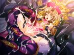  1girl blood blush brown_hair bukkake censored closed_eyes cum cum_in_pussy cum_on_body cum_on_hair defloration game_asset grabbed_by_tentacles hat inoino long_hair monster monsters_raid non-web_source official_art open_mouth panties priscilla_mel_nortoria pussy rape self-datamine solo spread_legs tentacle_sex tentacles thighhighs underwear vaginal variant_set visual_novel_cg 