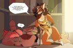 2026 animal_print anthro arms_tied astarvingfarbeagle atemu_"fox"_foxalitica bdsm big_breasts black_hair blue_eyes bound breasts brown_body brown_fur brown_hair canid canine cigarette cleave_gag clothed clothed_anthro clothed_female clothing dialogue dominant dominant_anthro dominant_female dress duo english_text female fluffy fluffy_tail footwear fox fully_bound fur gag gagged hair hi_res high_heels hogtied legs_tied male male/female mammal multicolored_body multicolored_fur orange_body orange_fur red_body red_fur shoes simone_augustine_(bigtiddyfox) smoking smoking_cigarette speech_bubble submissive submissive_anthro submissive_male tail tan_body tan_fur text tiger_print white_clothing white_footwear white_high_heels yellow_sclera