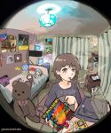  aaiikk0o ayanami_rei bed bedroom brown_eyes brown_hair cake chair character_doll cigarette commission copyright_request crab_rave_(meme) crt currents_(tame_impala) curtains demon_days_(gorillaz) doll el_patio emoticon food game_boy gorillaz grey_shirt hair_ornament handheld_game_console highres in_rainbows_(radiohead) indoors iwakura_lain kaomoji kid_a_(radiohead) kirby kirby_(series) koiwai_yotsuba lamp lance_of_longinus_(evangelion) lilith_(evangelion) madotsuki meme milk-chan_(milk_series) milk_inside_a_bag_of_milk_inside_a_bag_of_milk neon_genesis_evangelion off_(game) phonograph piplup poke_ball pokemon poster_(object) print_shirt rabbit radiohead_(band) screenshot_inset serial_experiments_lain shirt smoking solo_focus strawberry_cake stuffed_animal stuffed_toy taxi_driver teddy_bear the_batter_(off) vinyl_record x_hair_ornament yotsubato! yume_nikki 