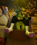  3d_(artwork) absurd_res anthro blacklya box cardboard cardboard_box cat_smile cat_underwear clothing container deer digital_media_(artwork) female genitals hard_nipples hi_res legwear mammal natsu_(natsu_o3o) nipples nya paw_pose pawpads paws pose solo stockings uniform vulva 