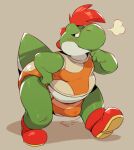 2018 anthro biped blush bodily_fluids boots bulge clothed clothing crackajackin diaper digital_media_(artwork) dinosaur footwear genital_fluids green_yoshi hair male mario_bros nintendo orange_clothing orange_diaper overweight paper_mario paper_mario:_the_thousand_year_door prehistoric_species red_boots red_clothing red_footwear red_hair reptile scalie shoes simple_background solo the_great_gonzales_jr unclean_diaper urine used_diaper using_diaper wearing_diaper wet_diaper wetting wetting_diaper yoshi
