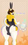  anthro anus anus_outline backsack balls big_anus big_butt bulge bunny_costume butt butt_tattoo catstopher_colombus_(kittykuscell) clothing costume dialogue domestic_cat easter fake_ears fake_rabbit_ears felid feline felis femboy genitals hi_res holidays kittykuscell lipstick loose_anus loose_orifice makeup male mammal markings mole_(marking) mole_on_arm mole_on_butt mole_on_thigh onomatopoeia solo sound_effects tattoo text 