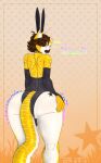  anthro big_butt bunny_costume butt butt_tattoo catstopher_colombus_(kittykuscell) clothing costume dialogue domestic_cat easter fake_ears fake_rabbit_ears felid feline felis femboy hi_res holidays kittykuscell lipstick makeup male mammal markings mole_(marking) mole_on_arm mole_on_butt mole_on_thigh onomatopoeia solo sound_effects tattoo text 