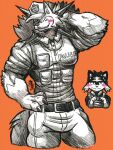 2026 absurd_res anthro black_hair black_markings blush bulge canid canine clothed clothing countershade_fur countershade_torso countershading dipstick_ears dog_tags duo dusk_lycanroc ear_markings facial_markings fluffy fluffy_tail front_view full-length_portrait fur generation_7_pokemon hair hatching_(art) head_markings hi_res jwbash litten lycanroc maid_uniform male male_anthro mammal markings mii multicolored_ears muscular muscular_anthro muscular_male neck_tuft nintendo pecs pinup pokemon pokemon_(species) police police_officer police_uniform portrait pose shaded simple_background smile solo spiky_hair standing tail teeth thick_arms tight_clothing tomodachi_life tomodachi_life:_living_the_dream topwear tuft uniform watermark