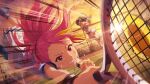  2girls ball blonde_streaks card_commentary clenched_teeth commentary_request dutch_angle emphasis_lines evening game_asset holding holding_tennis_racket idolmaster idolmaster_million_live! idolmaster_million_live!_theater_days maihama_ayumu miniskirt mogami_shizuka motion_blur multicolored_hair multiple_girls official_art outdoors pink_eyes pink_hair playing_sports pleated_skirt ponytail racket shoes skirt sneakers streaked_hair sweat sweatband teeth tennis tennis_ball tennis_racket third-party_source v-shaped_eyebrows white_skirt wristband 