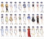  1girl apron bare_shoulders barefoot belt black_dress black_hair black_one-piece_swimsuit black_thighhighs blue_dress blue_one-piece_swimsuit blue_pajamas blue_shirt blue_sweater bow breasts brown_eyes brown_kimono cleavage collarbone commentary_request cosplay cross cross_necklace dress floral_print floral_print_apron floral_print_dress floral_print_kimono flower frilled_apron frilled_leotard frills green_shorts grey_skirt grey_tank_top hair_bow hair_flower hair_ornament hat hat_flower highres ice_skates japanese_clothes jewelry juliet_capulet juliet_capulet_(cosplay) juliet_sleeves kimono leotard long_skirt long_sleeves luuxiriver necklace one-piece_swimsuit orange_flower pajamas pink_one-piece_swimsuit pink_sweater platform_sandals pleated_skirt print_dress print_kimono puffy_sleeves ranma_1/2 red_dress sandals scarf shirt shoes short_hair shorts skates skirt slippers smile sneakers socks striped_clothes striped_one-piece_swimsuit sweater swimsuit tank_top tendou_akane thighhighs towel towel_around_neck white_apron white_background white_belt white_bow white_dress white_flower white_hat white_kimono white_leotard white_scarf white_shorts white_skirt white_slippers white_socks white_tank_top yellow_bow yellow_dress yellow_shoes yellow_slippers yellow_sweater 