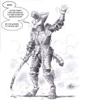  0laffson 2026 anthro armor biped blood blood_on_object blood_on_sword blood_on_weapon bodily_fluids caracal caracal_(genus) clothing codpiece couter cuisse dagger dialogue digitigrade english_text felid feline furgonomic_armor furgonomics gauntlets gloves gorget greaves handwear headgear helmet hi_res holding_melee_weapon holding_object holding_sword holding_weapon knight male mammal melee_weapon open_mouth pauldron poleyn raised_visor rerebrace sabatons solo speech_bubble sword tail_armor tassets text traditional_media_(artwork) vambrace visor_helmet warrior weapon 