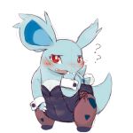  1:1 ? big_ears blue_body blue_skin blush bunny_costume claws clothing costume cotora cuffs_(clothing) embarrassed fangs female feral leggings legwear leotard nidorina nintendo open_mouth pok&eacute;mon pok&eacute;mon_(species) red_eyes solo video_games 