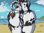  anthro anus beach bovid bovine butt cattle cloud female genitals mammal rear_view sand_castle sculpture solo tail tuft veuper vulva water 