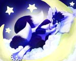 adrenalineart anthro artist_name breasts canid canine cloud cosmic_fur digital_media_(artwork) dipstick_ears dipstick_tail ear_markings eyelashes eyes_closed featureless_breasts female fox full-length_portrait fur gloves_(marking) hi_res jewelry laying_on_pillow leg_markings lying mammal markings moon multi_tail multicolored_body multicolored_ears multicolored_fur necklace night nude nude_anthro on_cloud on_side paws pillow portrait purple_body purple_fur signature sleeping socks_(marking) solo star tail tail_markings tanti text two_tone_body two_tone_fur watermark white_body white_eyelids white_fur