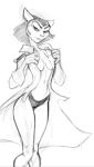  2020 alien anthro breasts captain_amelia clothing disney felid female greyscale jacket looking_at_viewer mammal monochrome navel open_jacket panties portrait sabrotiger sketch small_breasts solo three-quarter_portrait topwear treasure_planet underwear 