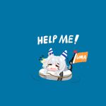  1girl blue_background closed_eyes commentary crying doluckyo ear_covers english_text grey_hair highres hishi_miracle_(umamusume) horse_girl lifebuoy medium_hair open_mouth solo swim_ring swimming umamusume untranslatable_commentary 