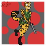  1:1 anthro cheetah felid feline female gun mammal ranged_weapon running shotgun solo weapon zhid13arts 