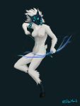  anthro archer arrow bovid bow breasts caprine dezember female fur genitals kindred_(lol) lamb_(lol) league_of_legends mammal nipples nude pussy riot_games sheep simple_background solo video_games 
