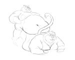 absurd_res all_fours anthro beard belly big_belly big_moobs duo eyewear facial_hair felid flustered from_behind_position glasses hi_res lion long_tail looking_pleasured male male/male male_penetrated male_penetrating male_penetrating_male mammal mane moobs navel open_mouth overweight overweight_male pantherine penetration sex sketch standing tail tail_tuft tcw tuft