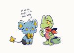 2021 annoyed black_body black_fur blue_body blue_fur bow_tie duo english_description english_text fur generation_3_pokemon generation_4_pokemon green_body half-closed_eyes narrowed_eyes nintendo open_mouth pokemon pokemon_(species) pokemon_mystery_dungeon red_scarf scarf shinx spike_chunsoft tail text thatlazyrat treecko worried yellow_bow_tie yellow_eyes