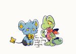 2021 annoyed black_body black_fur blue_body blue_fur bow_tie duo english_description english_text fur generation_3_pokemon generation_4_pokemon green_body half-closed_eyes narrowed_eyes nintendo open_mouth pokemon pokemon_(species) pokemon_mystery_dungeon red_scarf scarf shinx spike_chunsoft tail text thatlazyrat treecko worried yellow_bow_tie yellow_eyes