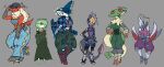 anthro aquatic athletic athletic_anthro athletic_female avian black_sclera blaziken blue_eyes blue_pupils bodily_fluids bottomwear breloom clothed clothing colored feet female fish footwear gardevoir generation_2_pokemon generation_3_pokemon grey_background group happy mik3hawk nervous nervous_look nervous_sweat nintendo pants pokemon pokemon_(species) pupils red_eyes reptile scalie seviper shark sharpedo shoes simple_background skarmory skinny skinny_anthro skinny_female smile snake sweat sweatdrop talons teeth thick_thighs toes toothy_grin white_pupils wide_hips yellow_sclera