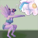  absurd_res anthro breasts butt cleavage clothed clothing crouching cutie_mark equid female friendship_is_magic hi_res horn lisa400 mammal my_little_pony princess_celestia_(mlp) solo twilight_sparkle_(mlp) winged_unicorn wings 