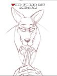  2020 anthro beastars bust_portrait canid canine canis claws clothed clothing english_text half-closed_eyes legoshi_(beastars) looking_away male mammal narrowed_eyes necktie portrait sabrotiger sketch solo text wolf 