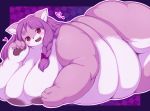  &lt;3 4_fingers anthro areola belly big_belly big_breasts blush breasts domestic_cat felid feline felis female fingers fur hair hi_res kemono looking_at_viewer mammal morbidly_obese multicolored_body multicolored_fur nude obese obese_female open_mouth overweight overweight_female purple_body purple_fur purple_hair radiowave solo teeth two_tone_body two_tone_fur whiskers white_body white_fur 