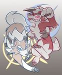  2016 anthro blue_eyes brown_body brown_fur claws feral fingers fur hair hi_res hikazedragon lycanroc midday_lycanroc midnight_lycanroc nintendo pink_inner_ear pok&eacute;mon pok&eacute;mon_(species) red_body red_eyes red_fur signature spikes toe_claws tongue tongue_out tuft video_games white_body white_fur white_hair 