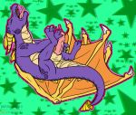  activision digital_media_(artwork) dragon feral genitals green_background jen_foxworth male masturbation penis purple_body scalie simple_background solo spread_wings spyro_the_dragon video_games western_dragon wings 