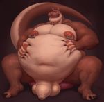  anthro balls belly big_belly dagapuff fan_character foreskin genitals hi_res holding_belly hyper hyper_belly lutrine male mammal morbidly_obese morbidly_obese_male mustelid navel nipple_piercing nipples nude obese obese_male overweight overweight_male penis piercing smile solo 